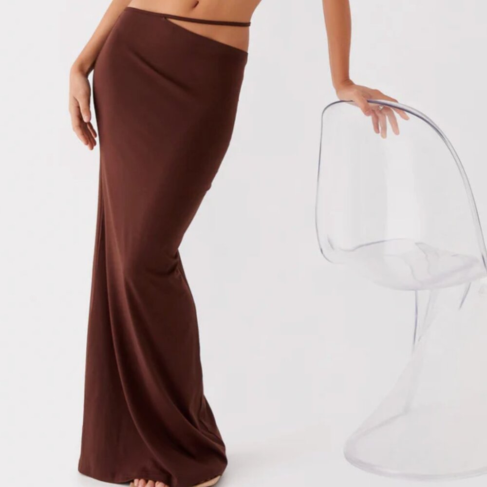 SOLD - Peppermayo Low Rise Maxi Skirt - Chocolate